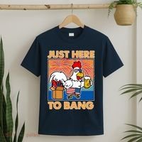 Funny Just Here To Bang Fireworks Beer Chicken T-Shirt thumb 2