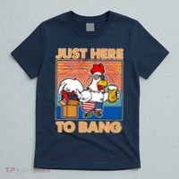 Funny Just Here To Bang Fireworks Beer Chicken T-Shirt thumb 5