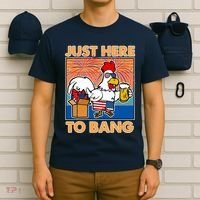 Funny Just Here To Bang Fireworks Beer Chicken T-Shirt thumb 6