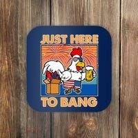 Funny Just Here To Bang Fireworks Beer Chicken Coaster thumb 0