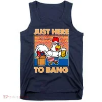 Funny Just Here To Bang Fireworks Beer Chicken Tank Top thumb 0