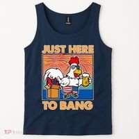 Funny Just Here To Bang Fireworks Beer Chicken Tank Top thumb 2