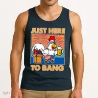 Funny Just Here To Bang Fireworks Beer Chicken Tank Top thumb 3