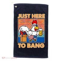 Funny Just Here To Bang Fireworks Beer Chicken Golf Towel thumb 0