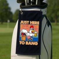 Funny Just Here To Bang Fireworks Beer Chicken Golf Towel thumb 2
