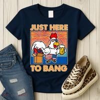 Funny Just Here To Bang Fireworks Beer Chicken Women's T-Shirt thumb 3