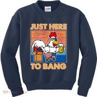 Funny Just Here To Bang Fireworks Beer Chicken Kids Sweatshirt thumb 0