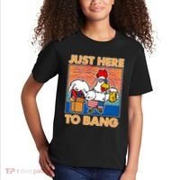Funny Just Here To Bang Fireworks Beer Chicken Kids T-Shirt thumb 2