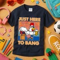Funny Just Here To Bang Fireworks Beer Chicken Kids T-Shirt thumb 3