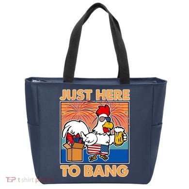 Funny Just Here To Bang Fireworks Beer Chicken Tote Bag