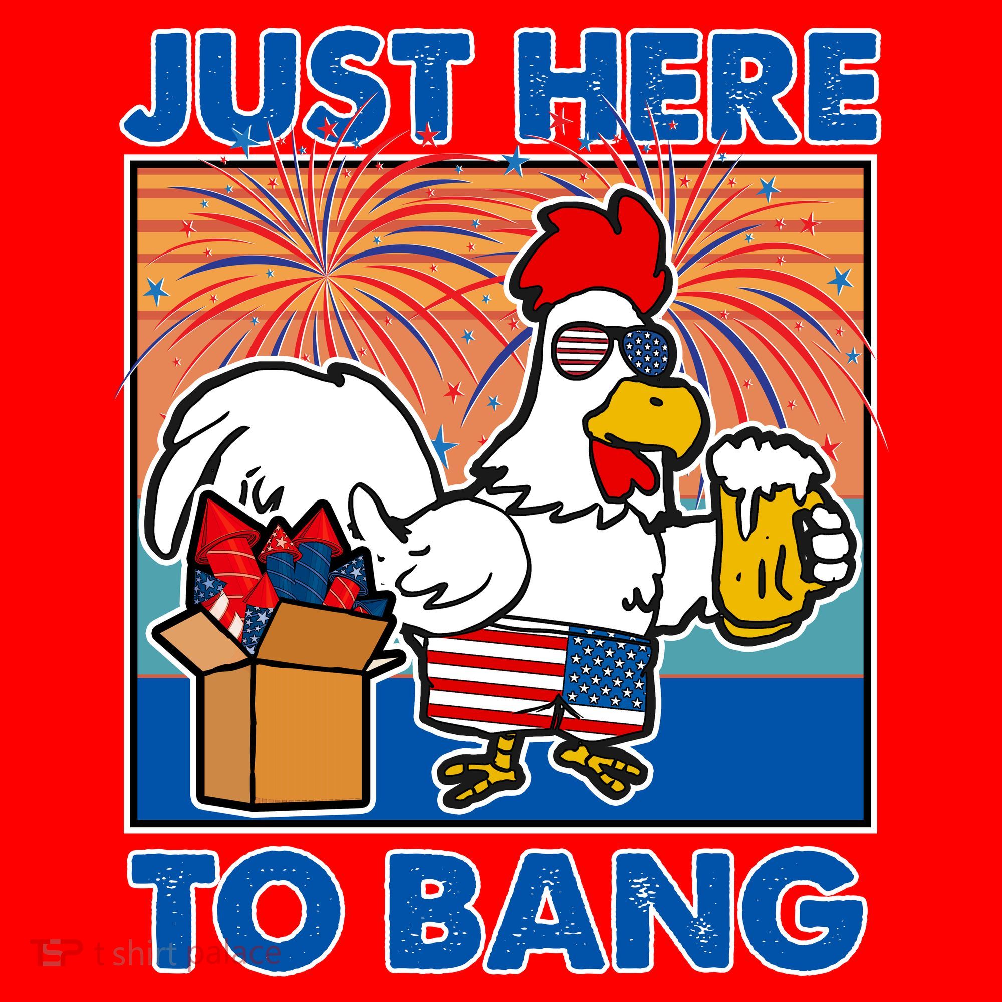 Funny Just Here To Bang Fireworks Beer Chicken Santa Hat