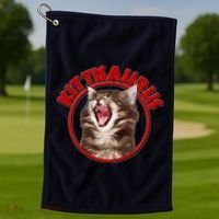 Funny Kittisaurus  Golf Towel thumb 1