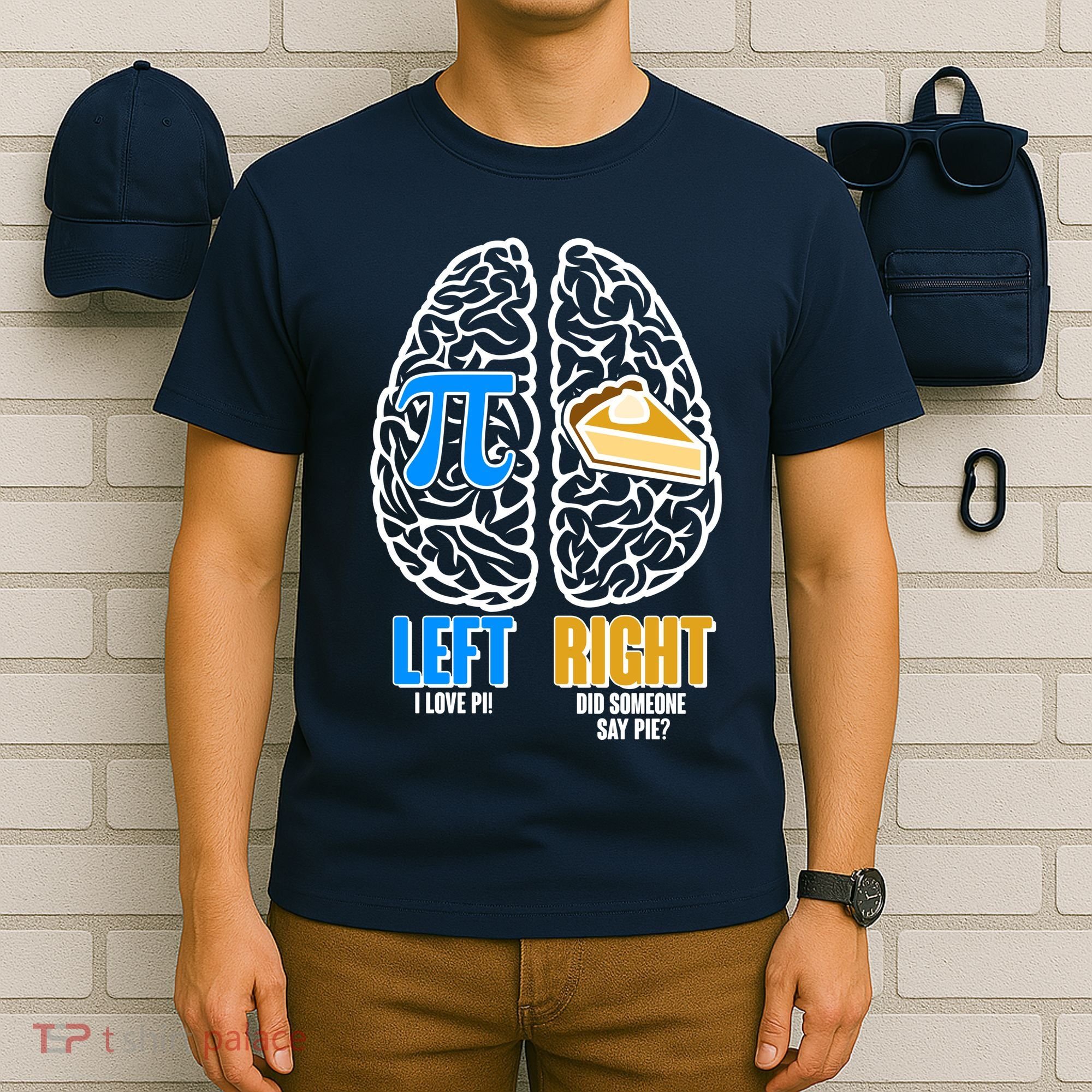 Funny Left Right Brain Pi Pie T-Shirt