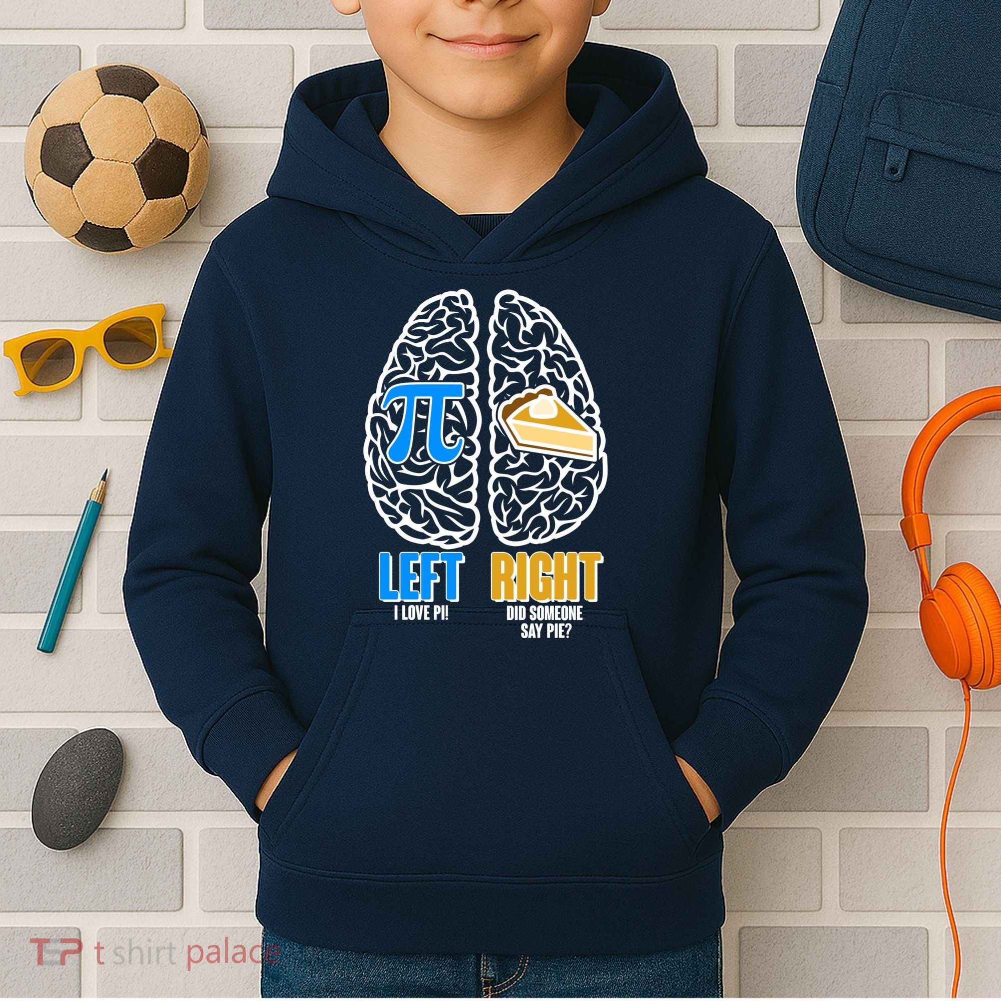 Funny Left Right Brain Pi Pie Kids Hoodie
