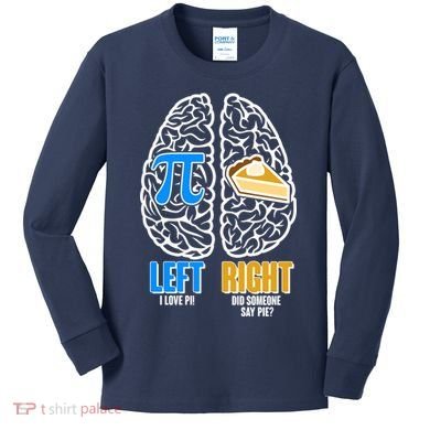 Funny Left Right Brain Pi Pie Kids Long Sleeve Shirt