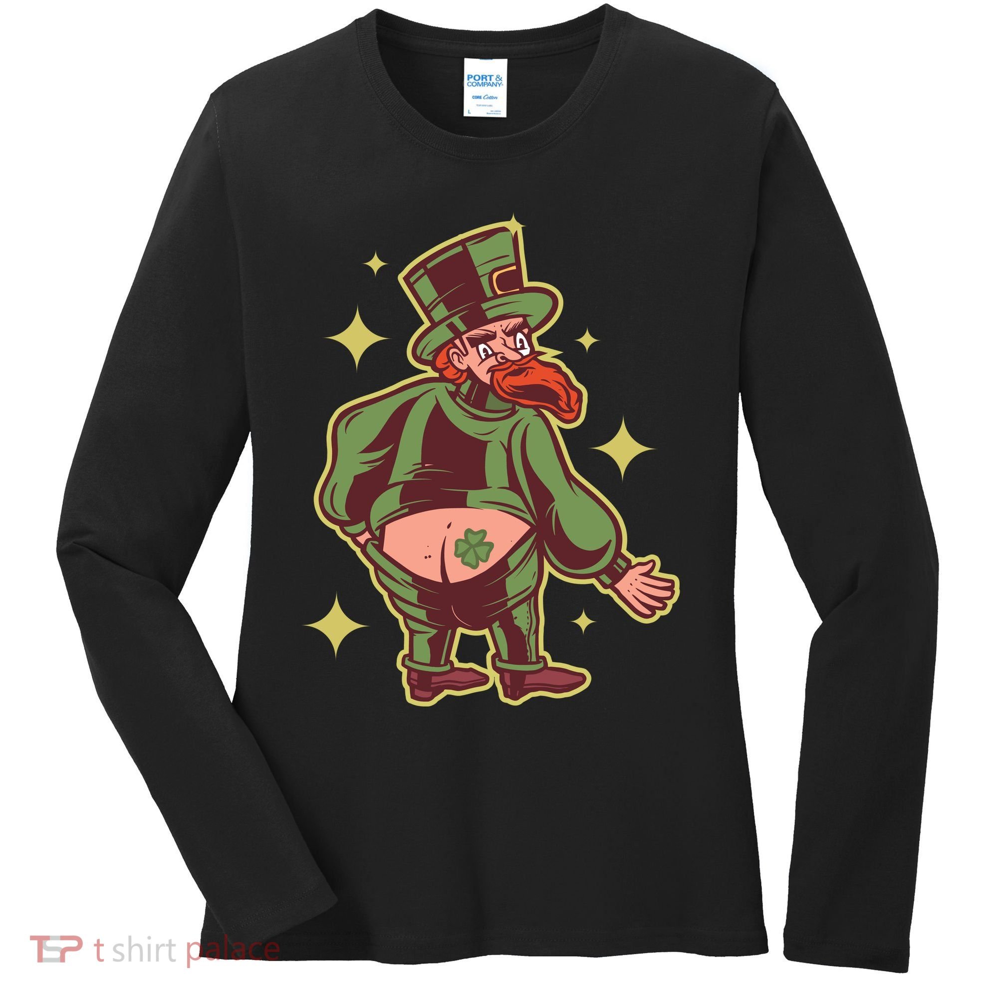 Funny Leprechaun Tattoo Women's Long Sleeve Shirt