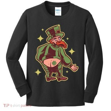 Funny Leprechaun Tattoo Kids Long Sleeve Shirt