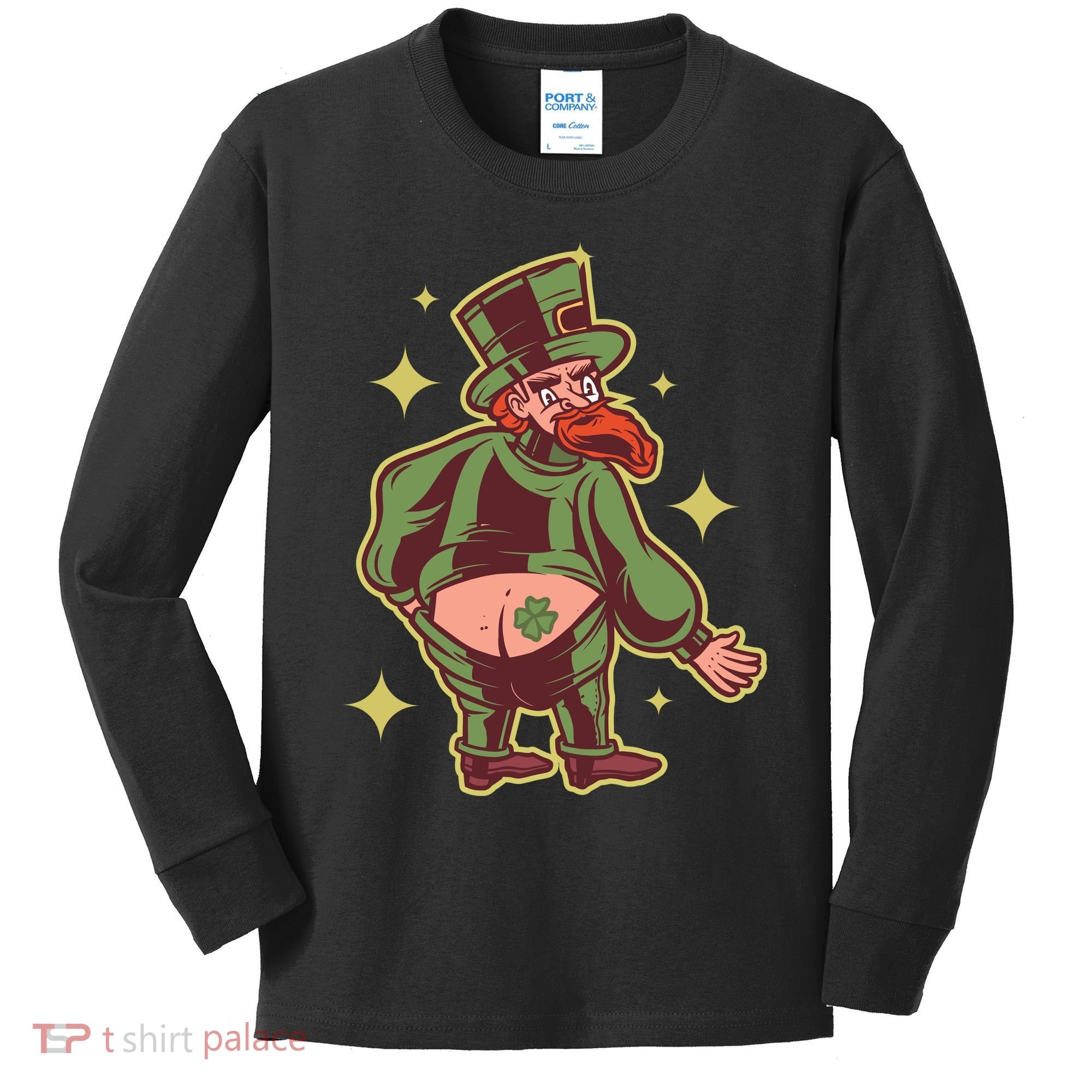 Funny Leprechaun Tattoo Kids Long Sleeve Shirt