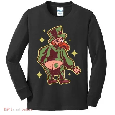 Funny Leprechaun Tattoo Kids Long Sleeve Shirt