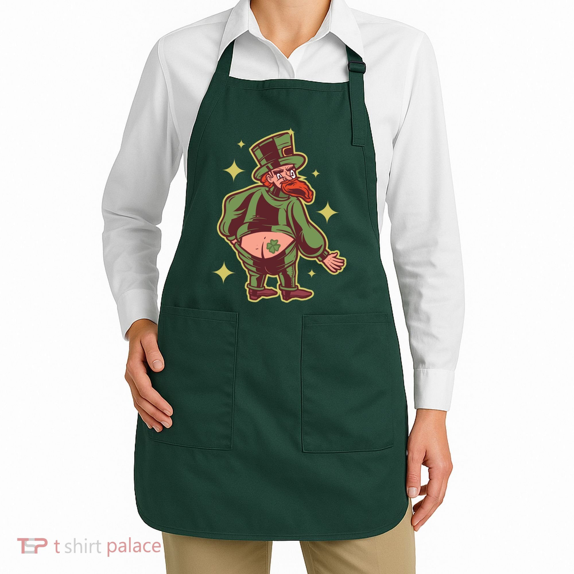 Funny Leprechaun Tattoo Apron