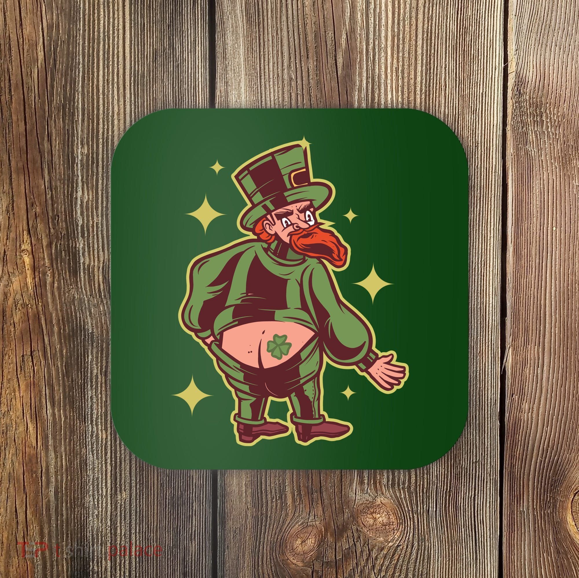 Funny Leprechaun Tattoo Coaster
