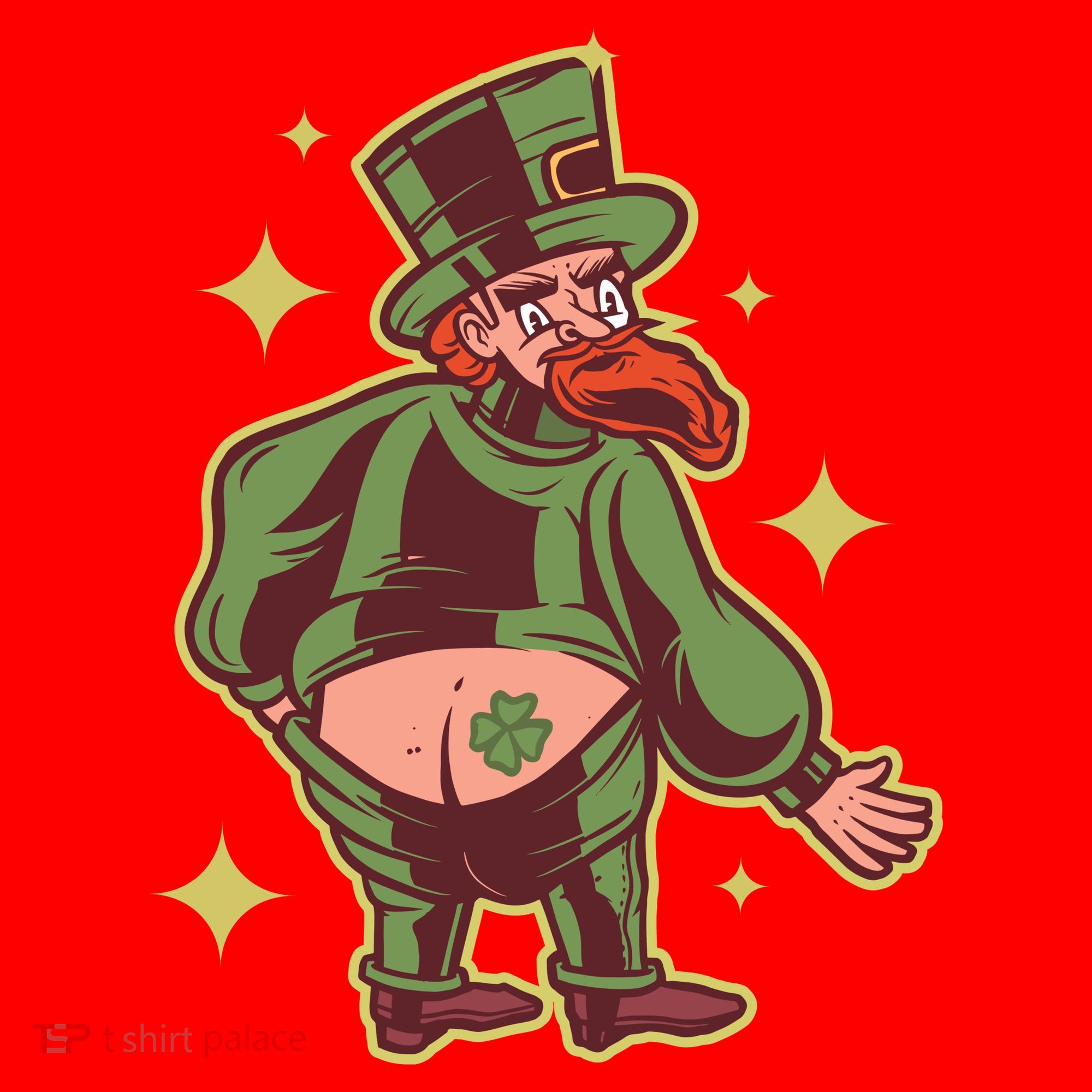 Funny Leprechaun Tattoo Santa Hat