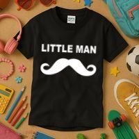 Funny Little Man Mustache Kids T-Shirt thumb 3