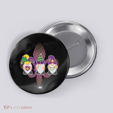 Funny Mardi Gras Gnomes Button
