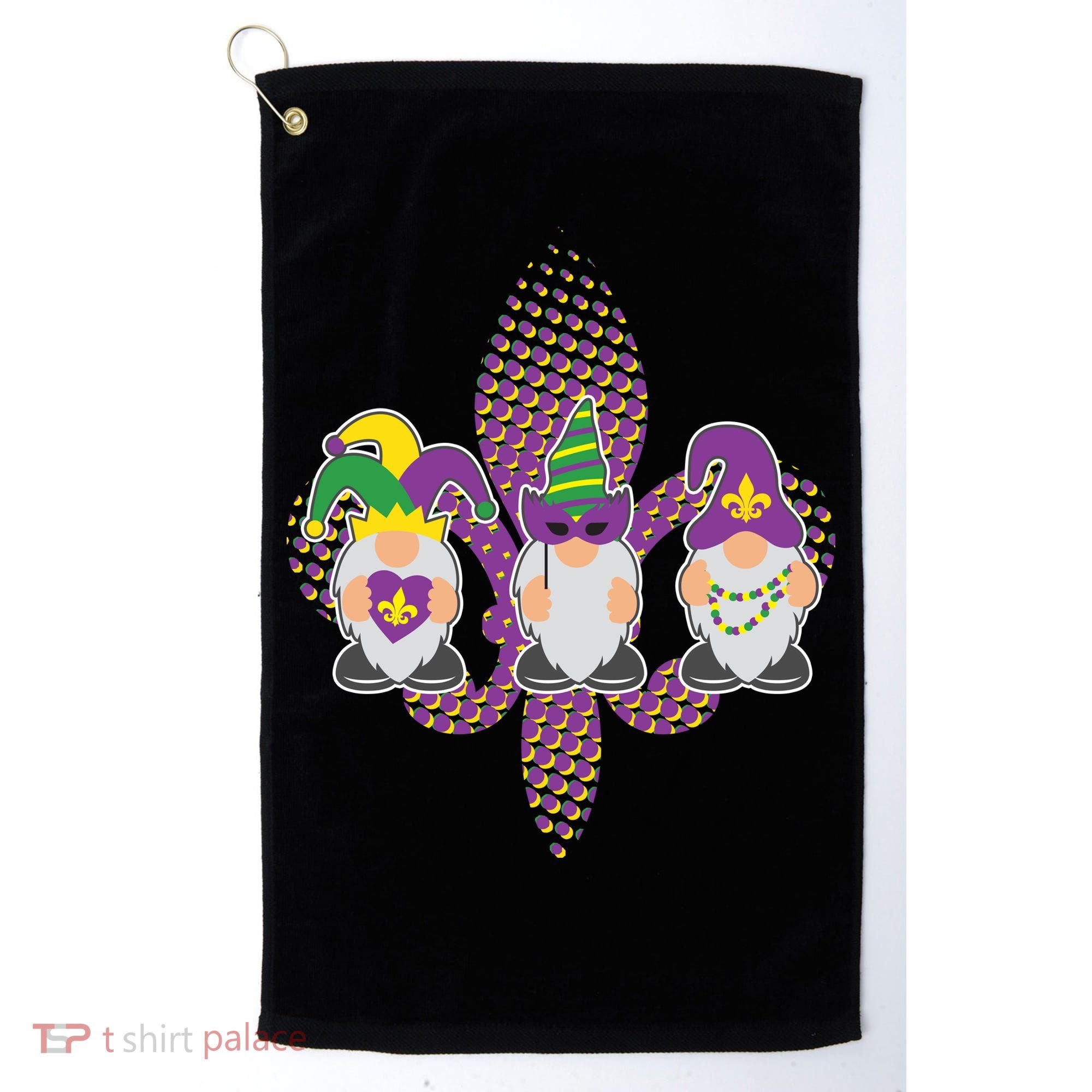 Funny Mardi Gras Gnomes Golf Towel