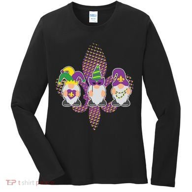 Funny Mardi Gras Gnomes Women's Long Sleeve Shirt
