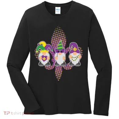 Funny Mardi Gras Gnomes Women's Long Sleeve Shirt