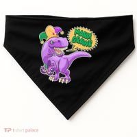 Funny Mardi Grawr T-Rex Dinosaur USA-Made Doggie Bandana thumb 0