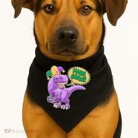 Funny Mardi Grawr T-Rex Dinosaur USA-Made Doggie Bandana thumb 1