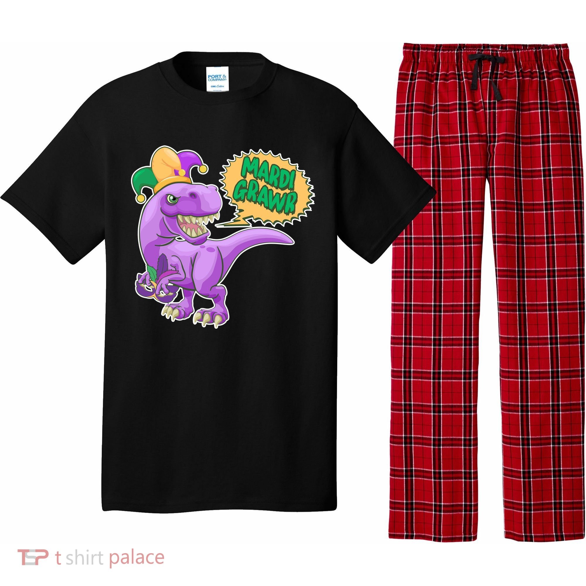 Funny Mardi Grawr T-Rex Dinosaur Pajama Set