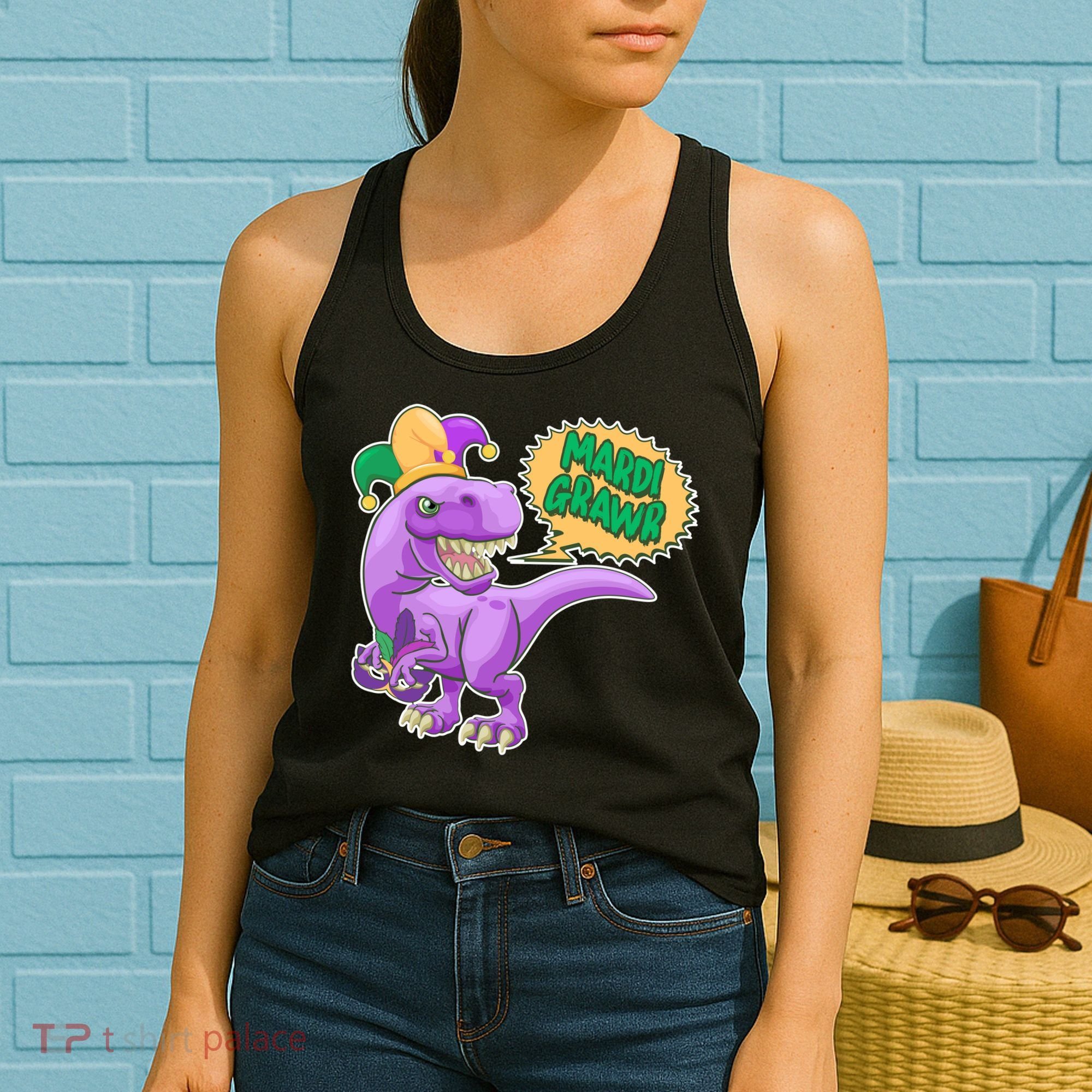 Funny Mardi Grawr T-Rex Dinosaur Women's Tank Top