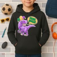 Funny Mardi Grawr T-Rex Dinosaur Kids Hoodie thumb 2