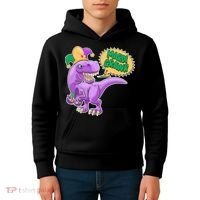 Funny Mardi Grawr T-Rex Dinosaur Kids Hoodie thumb 4