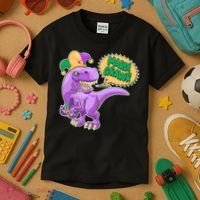 Funny Mardi Grawr T-Rex Dinosaur Kids T-Shirt thumb 3