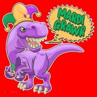 Funny Mardi Grawr T-Rex Dinosaur Santa Hat thumb 1