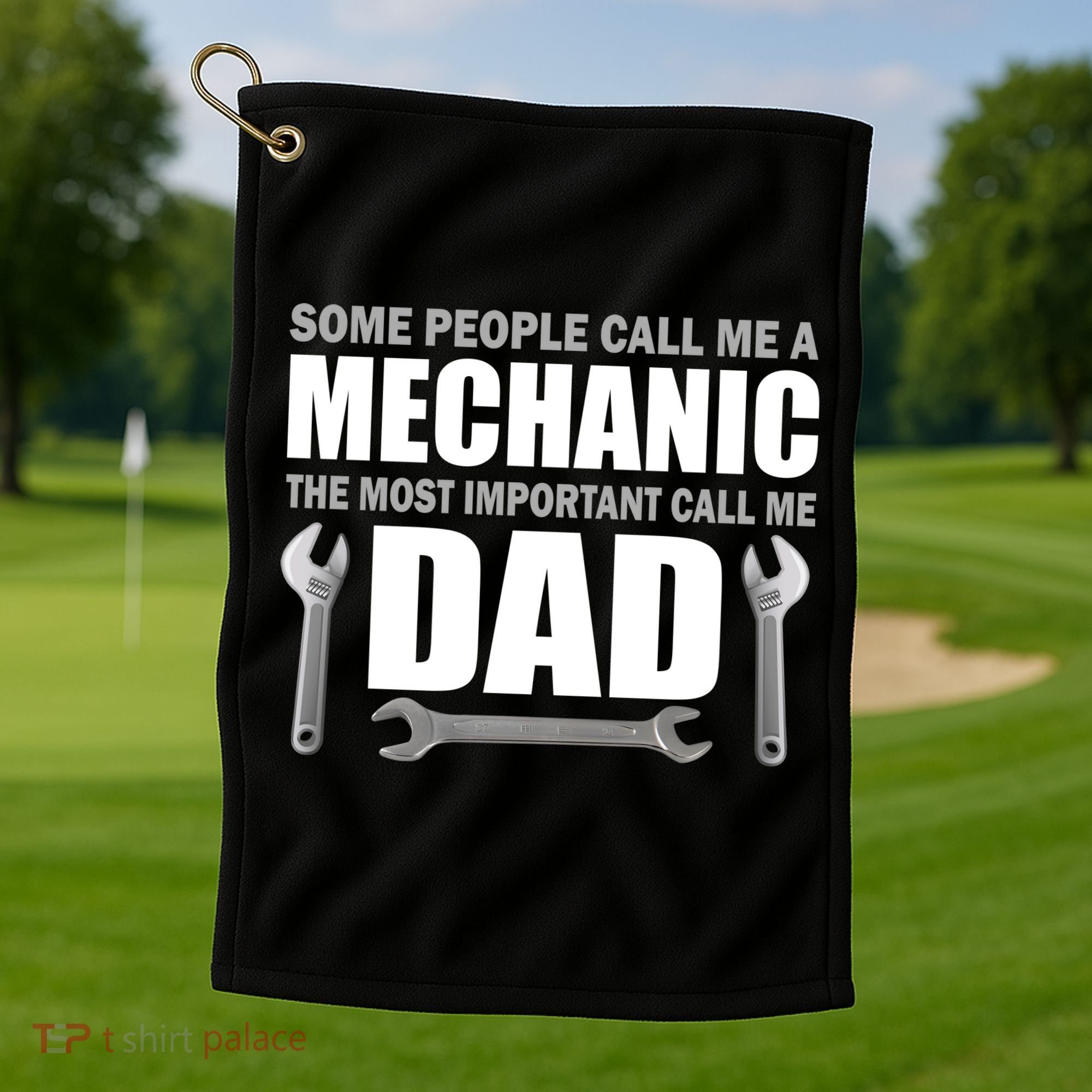 Funny Mechanic Dad Golf Towel