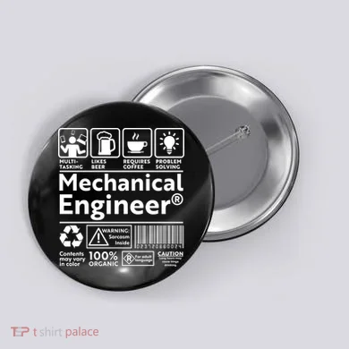 Funny Mechanical Engineer Label Button