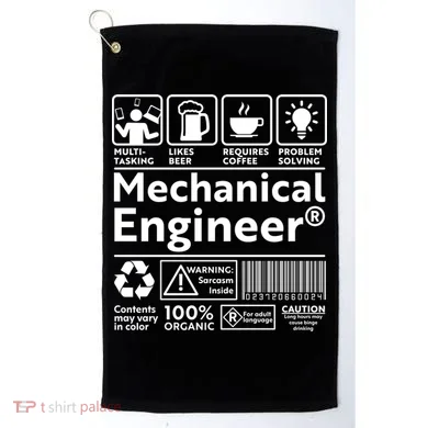 Funny Mechanical Engineer Label Golf Towel