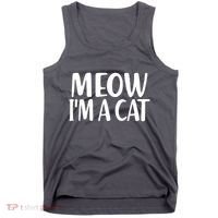 Funny Meow I'm A Cat Lazy Halloween Costume Tank Top thumb 0