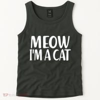 Funny Meow I'm A Cat Lazy Halloween Costume Tank Top thumb 2