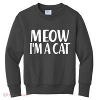 Funny Meow I'm A Cat Lazy Halloween Costume Kids Sweatshirt thumb 0