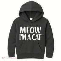 Funny Meow I'm A Cat Lazy Halloween Costume Kids Hoodie thumb 0