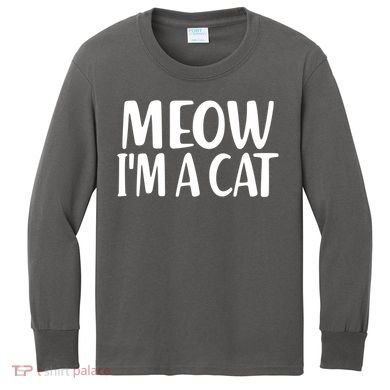 Funny Meow I'm A Cat Lazy Halloween Costume Kids Long Sleeve Shirt