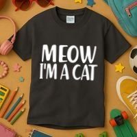 Funny Meow I'm A Cat Lazy Halloween Costume Kids T-Shirt thumb 3