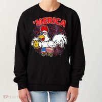 Funny Merica USA Rooster With Beer Women's Sweatshirt thumb 0