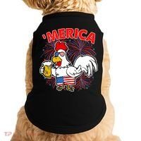 Funny Merica USA Rooster With Beer Doggie Tank thumb 0